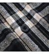 Thumbnail Close-up of checked shirt placket with black button.