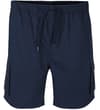 Thumbnail Front view of navy cargo shorts with drawstring waist.