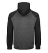 Thumbnail Back view of the charcoal hoody with black raglan sleeves.