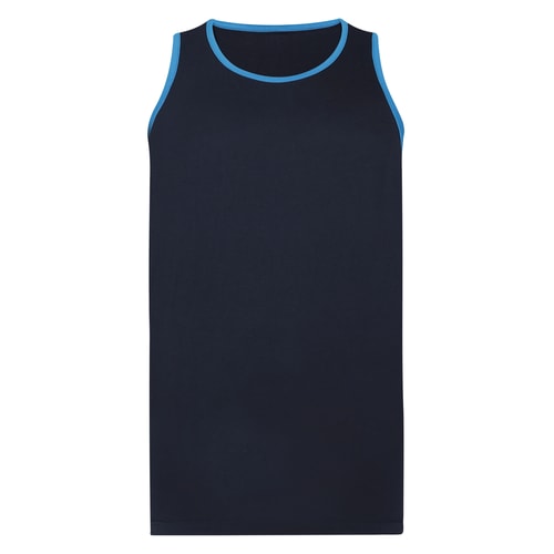 Bigdude Tank Top With Contrast Piping Navy/Bright Blue