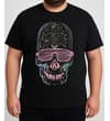 Thumbnail Black skull print T-shirt shown worn from the front.