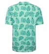 Thumbnail Back view of mint polo shirt with teal tropical leaf print.