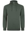 Thumbnail Sage green lightweight half zip hoody, front view.