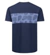 Thumbnail Back view of navy T-shirt with leaf print panel.