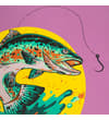 Thumbnail Close-up of back fish graphic with fishing line and hook.