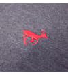 Thumbnail Close-up of red embroidered chest logo on charcoal fabric.