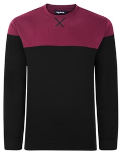 Bigdude Colour Block Sweatshirt Black/Burgundy