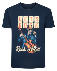 Bigdude Rock n Roll Soul Print T-Shirt Navy