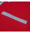 Thumbnail Close-up of chambray faux chest pocket on red polo.
