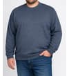 Thumbnail Denim blue crew neck sweatshirt, front view on model.