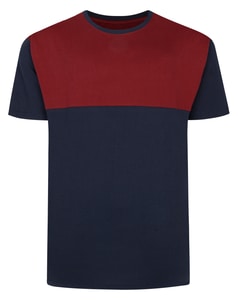 Bigdude Cut & Sew 2 Tone T-Shirt Navy/Burgundy Tall