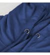 Thumbnail Close-up of hood with blue drawstrings and eyelets.