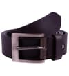 Thumbnail Black leather belt with brushed silver square buckle.