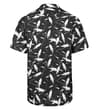 Thumbnail Black short sleeve shirt with white brushstroke print, back view.