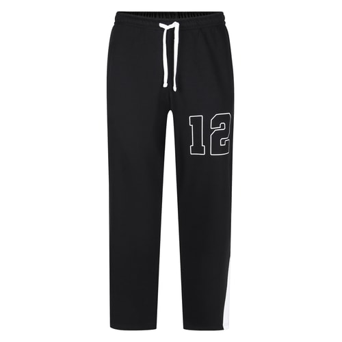 Bigdude Zipped Hem Varsity Sweatpants Black