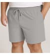Thumbnail Grey pull-on shorts worn, front view with hand in pocket.