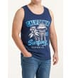 Thumbnail Navy surfing print tank top worn with blue jeans.
