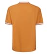 Thumbnail Apricot polo shirt back view with striped collar and cuffs.