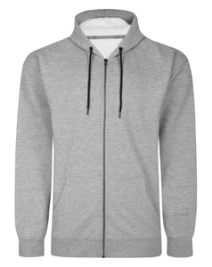 Bigdude Sherpa Lined Zip Hoody Grey Marl