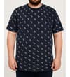 Thumbnail Navy palm tree print T-shirt shown worn on model.