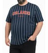 Thumbnail Bigdude Orlando navy pin stripe T-shirt, front worn view.