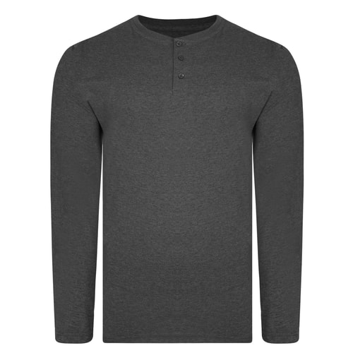 Bigdude Long Sleeve Grandad T-Shirt Charcoal Tall
