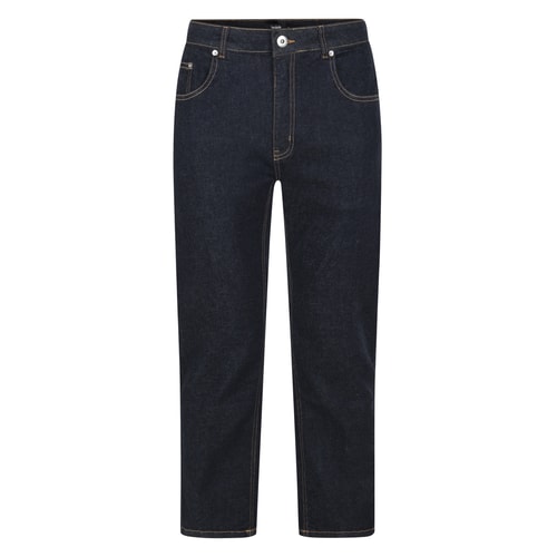 Raw wash stretch jeans alternate front product view.