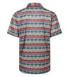 Thumbnail Back view of pepper red short sleeve shirt with blue geometric print.