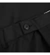 Thumbnail Close-up of black waistband with front button fastening.