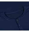 Thumbnail Close-up of a navy long sleeve grandad top showing the button placket and round neckline.