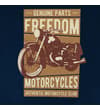 Thumbnail Close-up of the front Freedom Motorcycles graphic on navy.