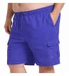 Thumbnail Cobalt cargo swim shorts worn, angled front view.