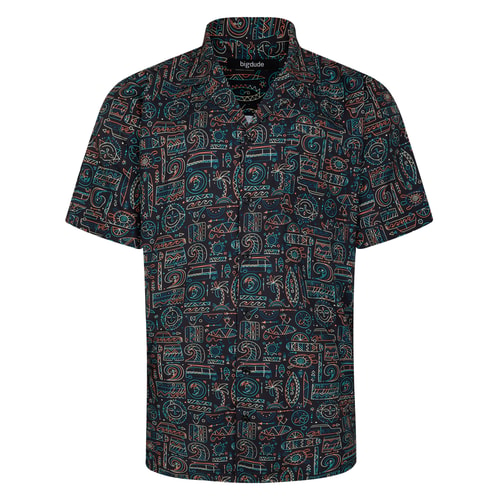 Front view of multicolour printed short sleeve shirt.