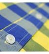 Thumbnail Close-up of button placket on the yellow and blue checked shirt.