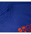 Thumbnail Close-up of the crew neck and chest print on cobalt blue.