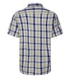 Thumbnail Cream check short sleeve button-up shirt, back view.