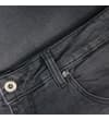 Thumbnail Close-up of grey wash denim shorts waistband and front pocket.