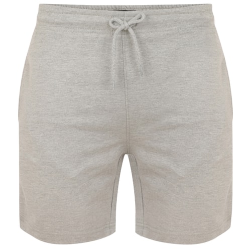 Grey marl jogger shorts front view with drawstring.