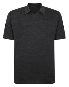 Bigdude Soft Jersey Cuban Collar Polo Shirt Charcoal