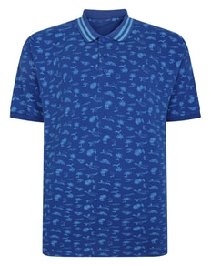 Bigdude Palm Tree Polo Deep Blue