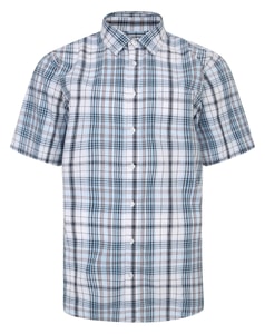 Bigdude Cutaway Collar Checked Shirt Light Blue/White Tall