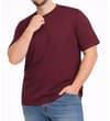 Thumbnail Burgundy plain T-shirt worn with blue jeans.