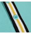 Thumbnail Close-up of turquoise polo placket with striped trim.