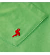 Thumbnail Chest pocket close-up with red flamingo embroidery.