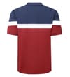 Thumbnail Back view of colour block polo shirt in navy, white and burgundy.