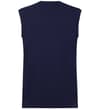Thumbnail Back view of navy sleeveless T-shirt with straight hem.