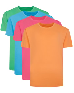 Bigdude 4 Pack Plain T-Shirts Multi