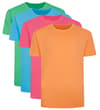 Thumbnail Four plain crew neck T-shirts in green, blue, pink and apricot.
