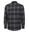 Thumbnail Black and grey checked flannel shirt, back view.