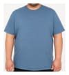 Thumbnail Blue space dye crewneck T-shirt shown on model, front view.